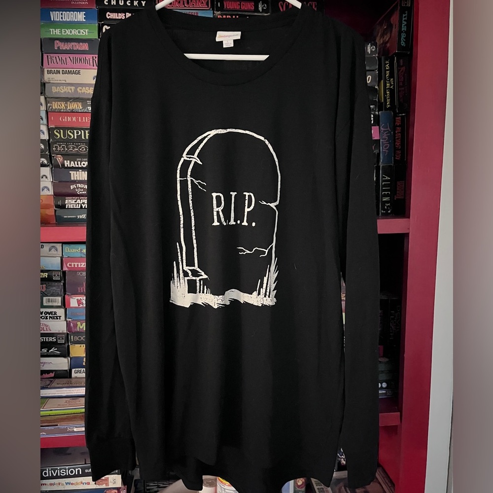 Rare Lularoe RIP deathrock goth minidress or long tee large and flowy